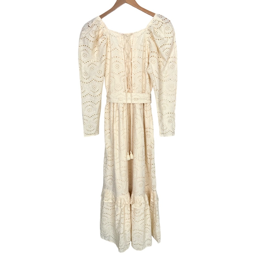 Ivy City Co Ava cream eyelet lace fabric Maxi Dress XS Victorian Wedding NWT - Picture 5 of 13